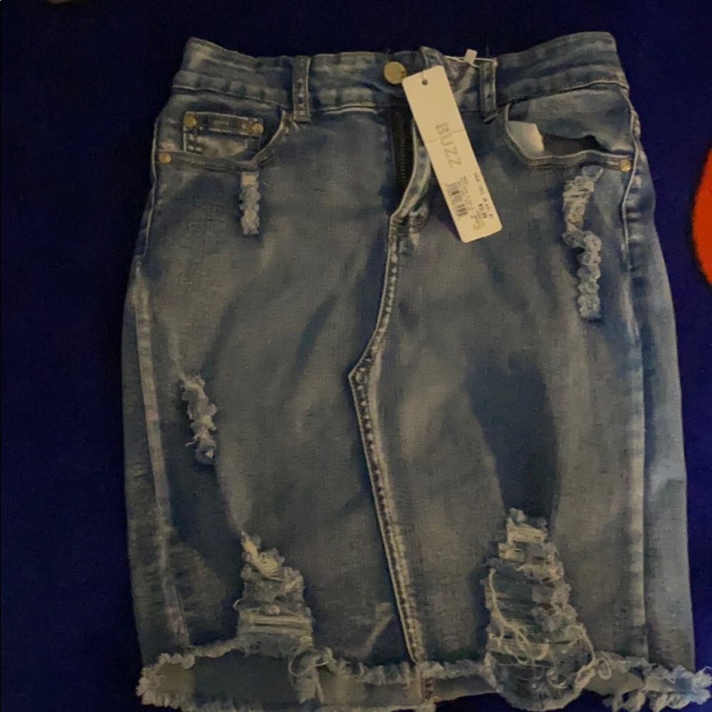 Distressed Denim Bodycon Skirt.
